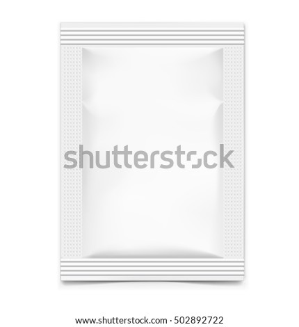 Template of blank sachet packaging for food, cosmetic and hygiene. Vector illustration on white background. Ready for your design.