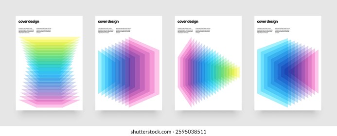 Template with blended shapes texture for events, companies or business. Ribbed colorful gradient for flyer, poster, cover, banner or background. 