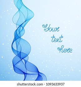 Template with Blue Gradient Wave Line for your Text, Information, Publishing. Winter Background with Smooth Wavy Horizontal Curved Line on Snowy Backdrop. 