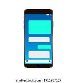 template with blue phone empty messages. Mail icon. Email interface. Smartphone screen. Mobile interface design. Stock image. EPS 10.