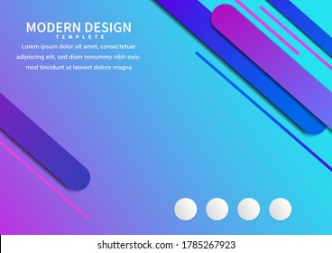 Fondo de superposición dinámica de línea diagonal de línea redondeada geométrica azul y rosa de plantilla. Puede usar para publicidad, afiche, plantilla, presentación comercial. Ilustración del vector