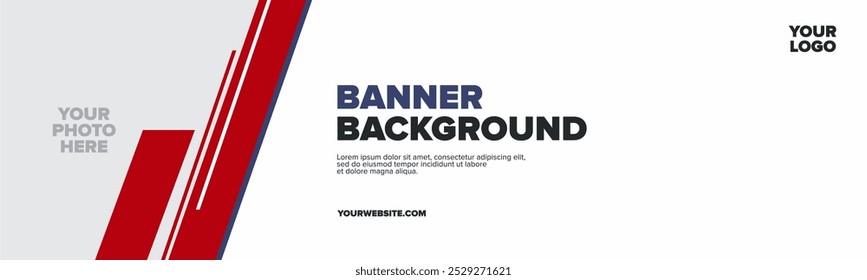 Template of Blue and Red Horizontal Banner. Editable Modern Banner Design.