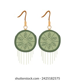 plantilla boho pendientes de dibujos animados. bijouterie madera, abalorios abstractos, joyería plantilla boho pendientes signo. símbolo aislado ilustración vectorial