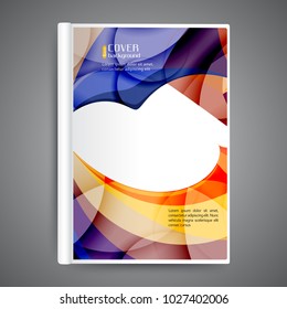 Template book cover with abstract lines and waves