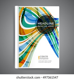 Template book cover with abstract lines and waves