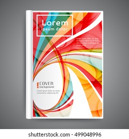 Template book cover with abstract lines and waves