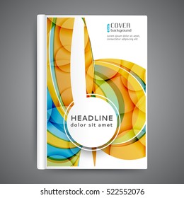 Template book cover with abstract lines and waves