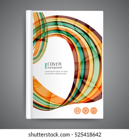 Template book cover with abstract lines and waves