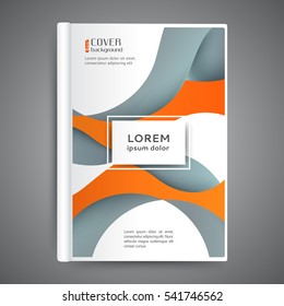 Template book cover with abstract lines and waves