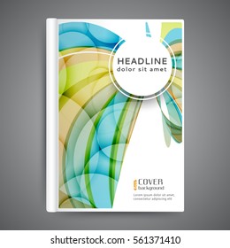 Template book cover with abstract lines and waves