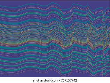 Template of the Book Cover Blue Background with Blue-Green and Yellow and Abstract Line Textures