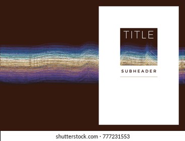 Template of the Book Cover Brown Background with White, Yellow, Blue, Violet Abstract Line Textures, White Front Page and Title