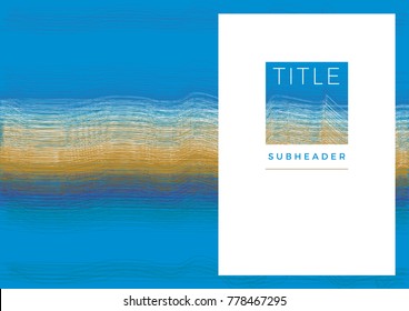 Template of the Book Cover Light Blue Background with Yellow and Blue Abstract Line Textures, White Front Page and Title