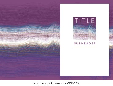 Template of the Book Cover Violet Background with White, Yellow, Blue, Violet Abstract Line Textures, White Front Page and Title