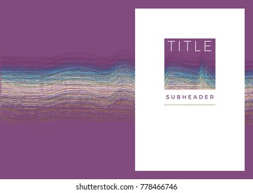Template of the Book Cover Violet Background with Yellow, Blue, Violet Abstract Line Textures, White Front Page and Title
