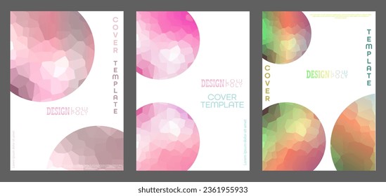Template for book covers, brochures, booklets. A set of layouts with a polygonal color composition