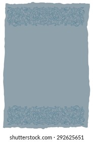 Template book page in a medieval style. Place for text. Floral frame of interwoven stems, foliage and flowers. Vector edging, design element and page decoration. Vector retro background