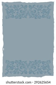 Template book page in a medieval style. Place for text. Floral frame of interwoven stems, foliage and flowers. Vector edging, design element and page decoration. Vector retro background