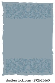 Template book page in a medieval style. Place for text. Floral frame of interwoven stems, foliage and flowers. Vector edging, design element and page decoration. Vector retro background