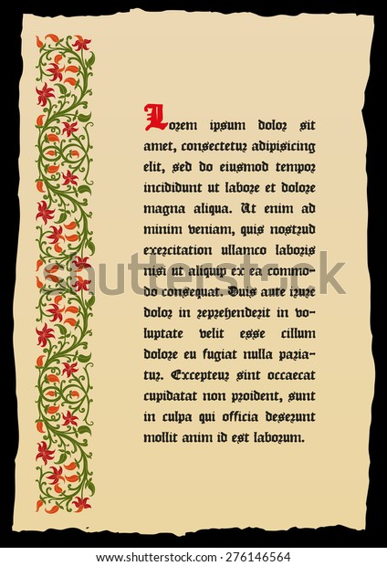 Template Book Page Medieval Style Place Stock Vector (Royalty Free ...