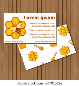 Template for booklet, card or flyer on beekeeping theme with hand drawn objects for your design