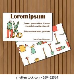 Template for booklet, card or flyer on garden tools theme for your design