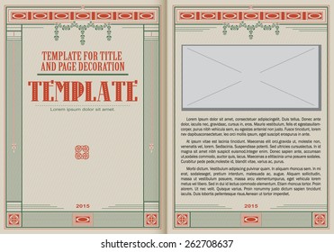 Template booklet in vintage style. Ready for your design. Vector illustration.