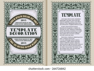 Template booklet in vintage style. Ready for your design. Vector illustration.