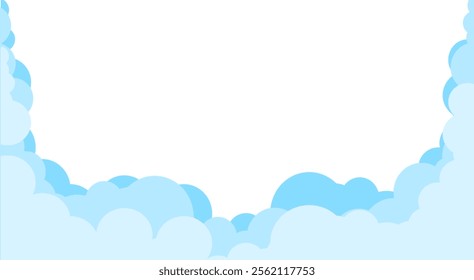 Template border with clouds. Shapes of white semicircular clouds. Simple cartoon design. Vector illustration for web design.