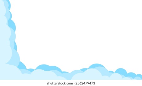 Template border with clouds. Shapes of white semicircular clouds. Simple cartoon paper cutout design. Vector illustration for design
