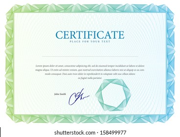 Template border diplomas, certificate and currency. Vector illustration