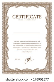 Template border diplomas, certificate and currency. Vector illustration