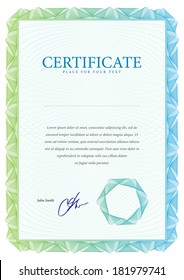 Template border diplomas, certificate and currency. Vector illustration