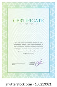 Template border diplomas, certificate and currency. Vector illustration