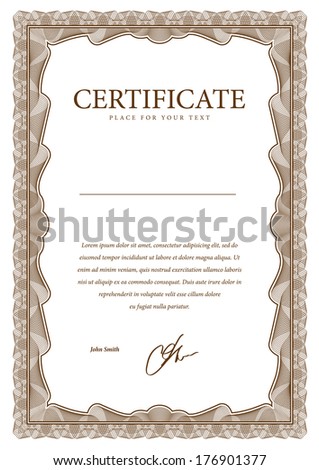 Template border diplomas, certificate and currency. Vector illustration