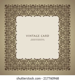 Template of border in luxury style. Card with floral frame. Save the date card. Vector illustration.