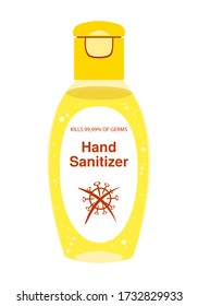 Manos antisépticas del gel del frasco de plantilla. Producto de higiene personal. Los dispensadores de anís protegen las bacterias del coronavirus. Vector de color aislado doodle plano de fondo blanco realista.