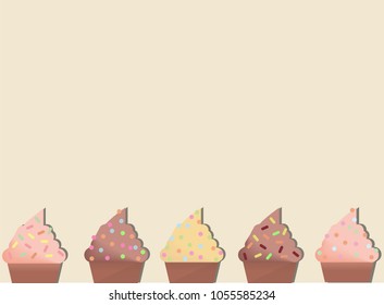 Template with a bottom border of cupcakes