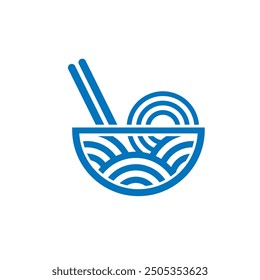 Template Bowl Noodles Vector Logo Illustration. The illustration suitable for any business related to ramen, noodles, fast food restaurant, or any other business related.
