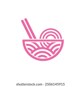 Template Bowl Noodles Vector Logo Illustration. The illustration suitable for any business related to ramen, noodles, fast food restaurant, or any other business related.