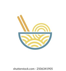 Template Bowl Noodles Vector Logo Illustration. The illustration suitable for any business related to ramen, noodles, fast food restaurant, or any other business related.