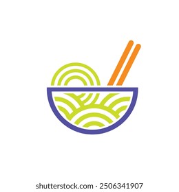 Template Bowl Noodles Vector Logo Illustration. The illustration suitable for any business related to ramen, noodles, fast food restaurant, or any other business related.