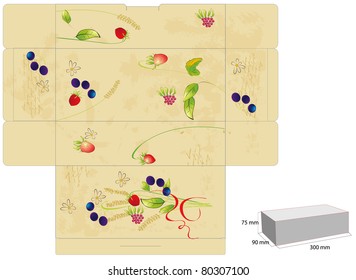 Template for box with flowers and berry