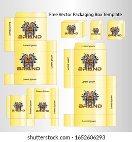 Template Box Packaging Gradation is an elegant yellow color and can be changed color as you wish for cosmetic, food and beverage business products