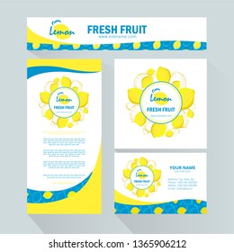 Template for brand Lemon fresh fruit company, factory of fresh juices, shop, bar. Design element for business card, banner, template, brochure template.