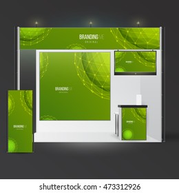 Template with branding exhibition. Mockup for advertising, corporate identity or presentation. Design elements with abstract polygonal sphere.