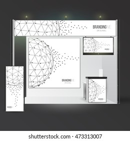 Template with branding exhibition. Mockup for advertising, corporate identity or presentation. Design elements with abstract polygonal sphere.