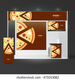 Template with branding exhibition. Mockup for advertising, corporate identity or presentation. Design elements with pizza.