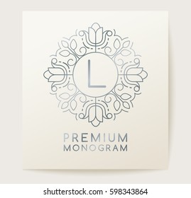 Template for branding and logo design : Letter L in Floral monogram : Vector Illustration