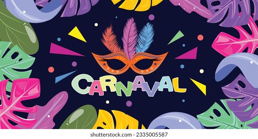 Template for Brazilian carnival. For banners, cards, backgrounds, invitation. Party poster design.
